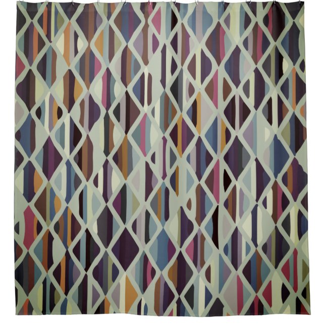 Modern Art Deco Multi-colour Shower Curtain (Front)
