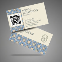 Modern Art Deco Pattern QR Code Business Card