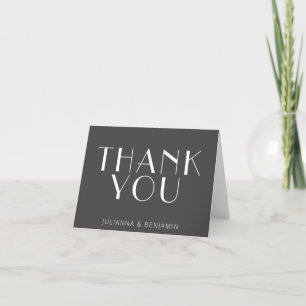 Modern Art Deco Personalised Message Guests Black Thank You Card