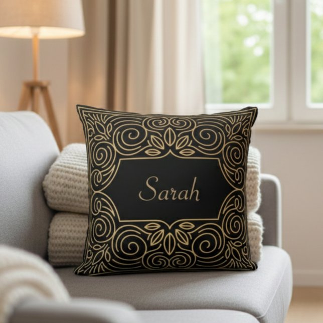 Modern Art Deco Personalised Pillow (Creator Uploaded)