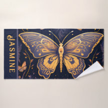 Modern Art Deco Purple Blue Gold Butterfly