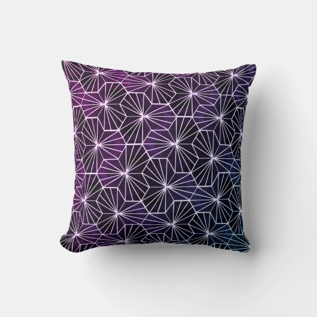 Modern Art Deco Purple White Geometric Pattern Cushion (Front)