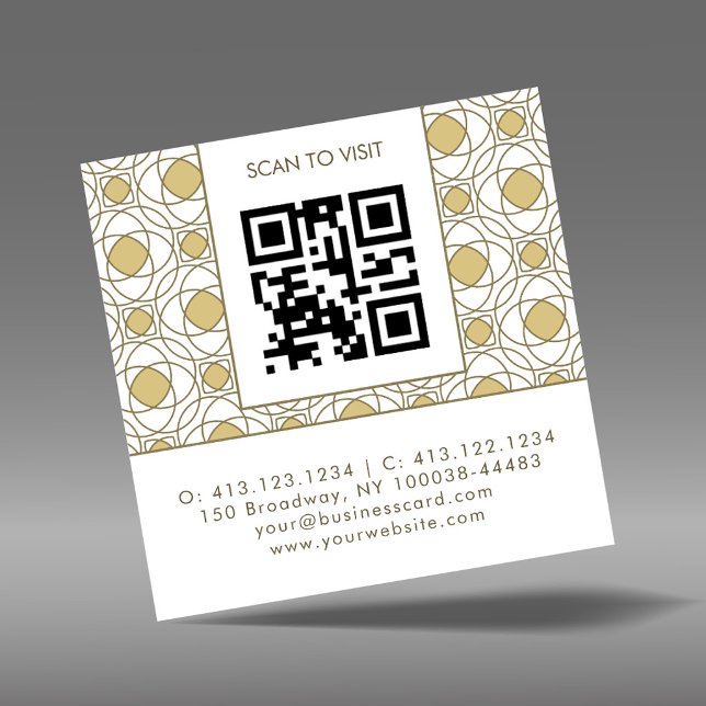 Modern Art Deco Square QR Code Business Card (Creator Uploaded)