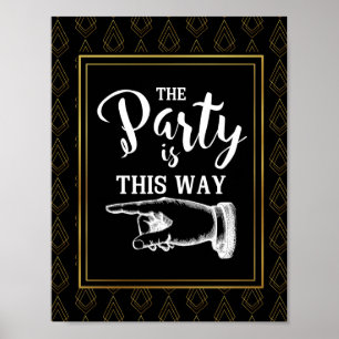 Modern art deco style THIS WAY FINGER POINTING Poster