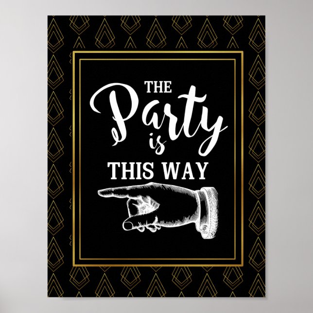 Modern art deco style THIS WAY FINGER POINTING Poster (Front)