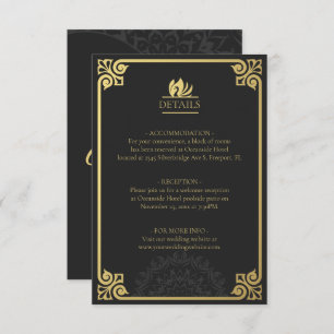 Modern Art Deco Swan Gold and Black Details Enclosure Card