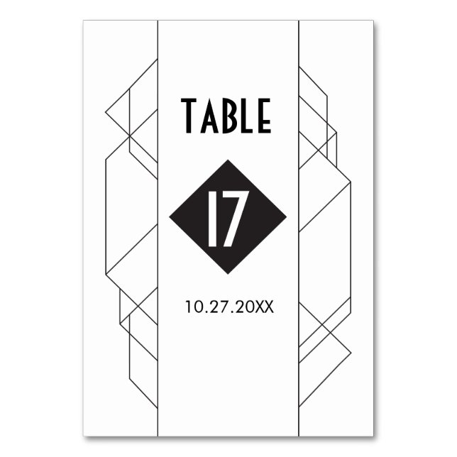 Modern Art Deco Table Number Cards (Front)