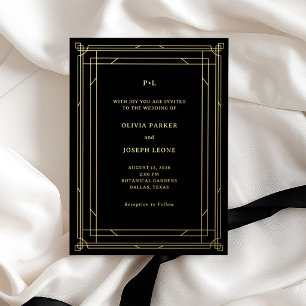 Modern Art Deco Wedding Black and Gold