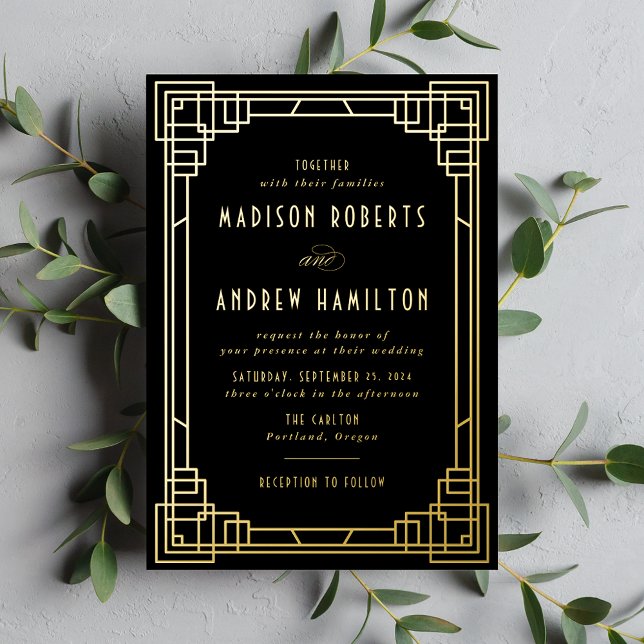 Modern Art Deco Wedding Black and Gold (Creator Uploaded)