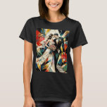Modern Art Deco Wedding Couple Illustration T-Shirt<br><div class="desc">This striking modern Art Deco style illustration captures the romantic moment between a bride and groom on their wedding day. The artwork combines bold geometric shapes, expressive color splashes, and elegant vintage influences to create a dramatic and stylish composition full of movement and emotion. The design features a newlywed couple...</div>