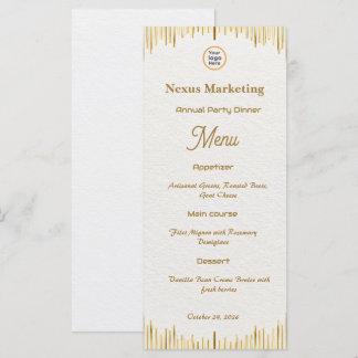Modern Art Deco White Gold Corporate Gala Dinner Menu
