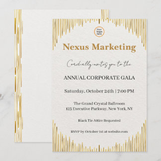 Modern Art Deco White Gold Corporate Invitation