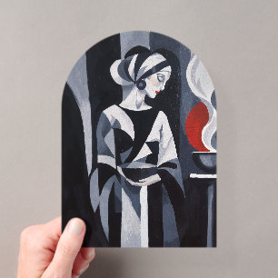 Modern Art Deco Woman Portrait Acrylic Invitation