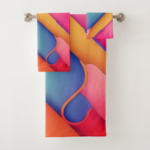 Modern Art Design Folds of Colour Bath Towel Set