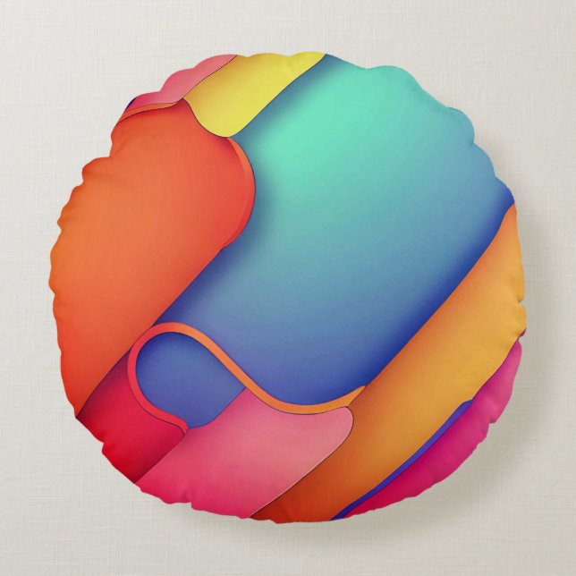 Modern Art Design Folds of Colour Round Cushion (Front)