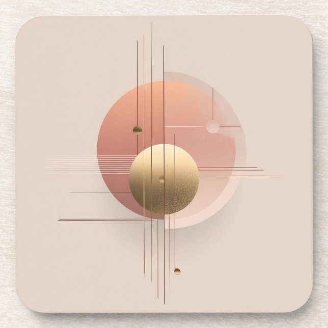 Modern art design with circles and lines planner, coaster (Front)