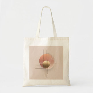 Modern art design with circles and lines, tote bag