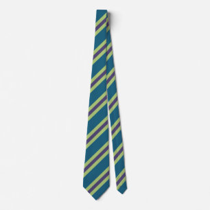 Modern Art Diagonal Stripes Blue Purple Green Tie