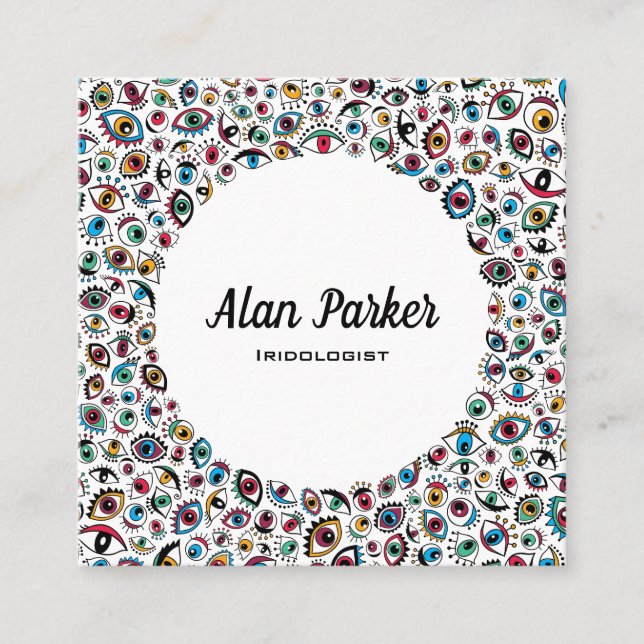 Modern art eyes iridologist ophthalmologist square business card (Front)