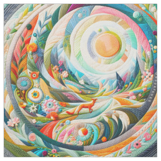 Modern Art Faux Embroidery Spring Landscape Fabric