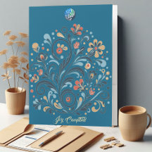 Modern Art Floral Motifs Logo Name Personalised 