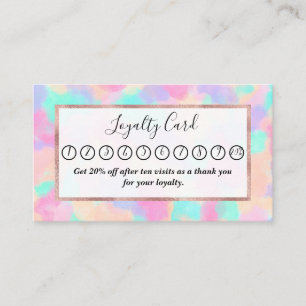 Modern Art Girly Pink Purple Paint Splotches Loyalty Card