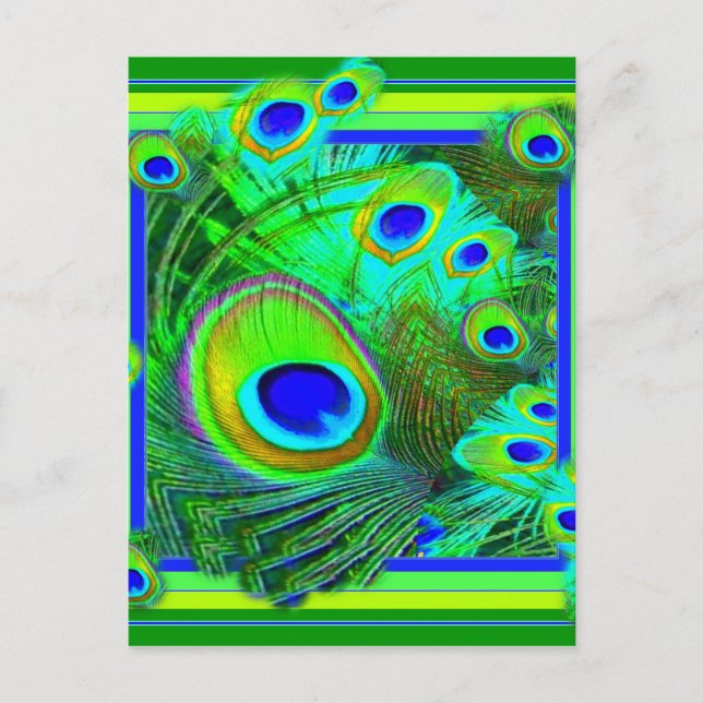 Modern Art Green Peacock Feather Eyes Gifts Postcard (Front)