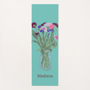 Modern Art Happy Colorful Wildflowers +Custom Name Yoga Mat