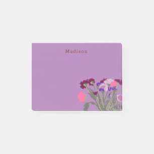 Modern Art Happy Colourful Wildflowers +Custom Nam Post-it Notes