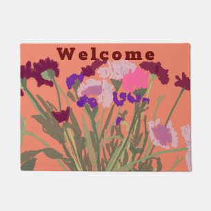 Modern Art Happy Colourful Wildflowers Doormat