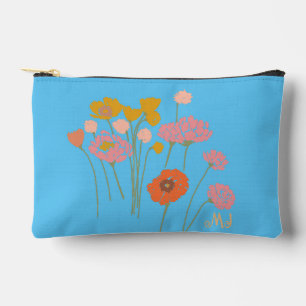 Modern Art Happy Colourful Wildflowers +Initials Accessory Pouch