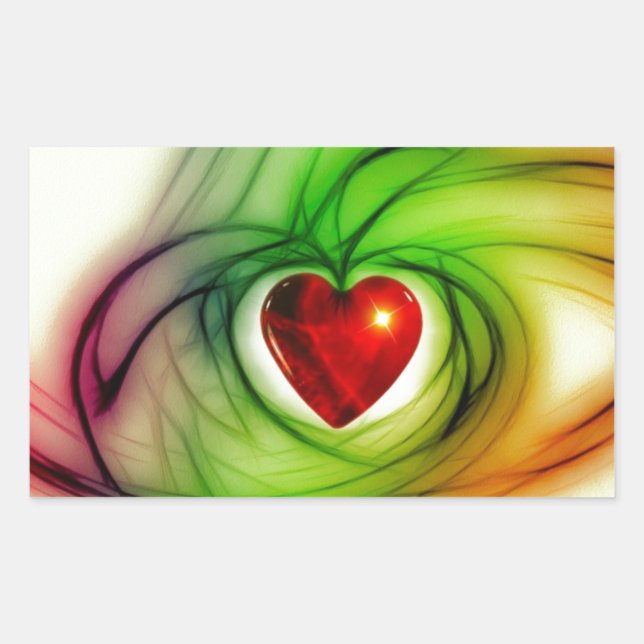 Modern art heart, chic love pattern gifts for her rectangular sticker (Front)