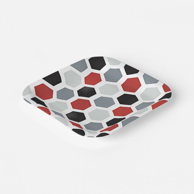 Modern Art Hexagon Pattern Paper Plate (Angled)