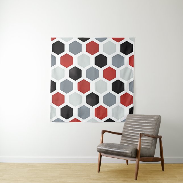 Modern Art Hexagon Pattern Tapestry (In Situ)