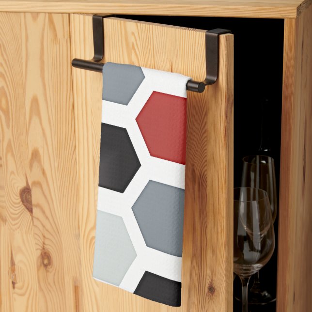 Modern Art Hexagon Pattern Tea Towel (Thirds Fold)