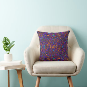 Modern Art Inspired Swirling Purple Design Cushion
