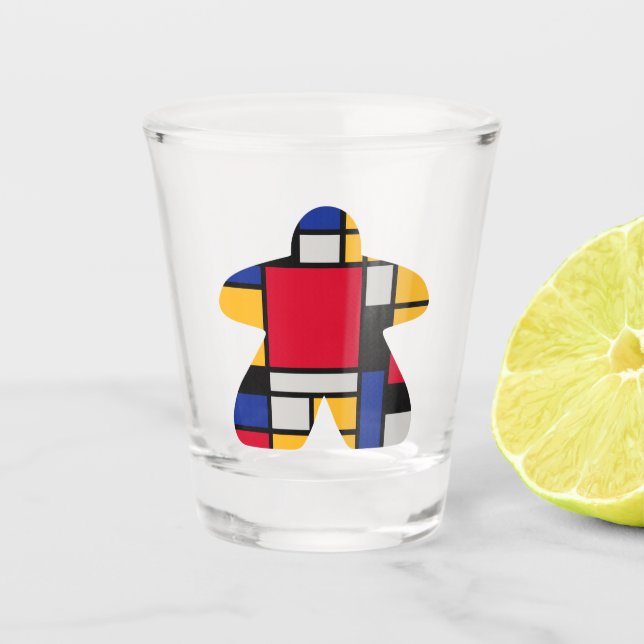 Modern Art Meeple Shot Glass (Front)