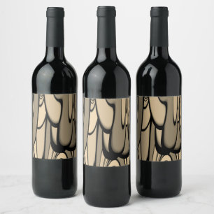 Modern Art Melting Brown Hues  Wine Label