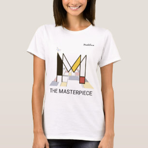 Modern Art Monogram And Cute Bird - Letter "M" T-Shirt