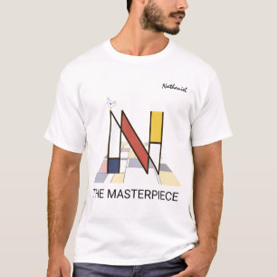 Modern Art Monogram And Cute Bird - Letter "N" T-Shirt