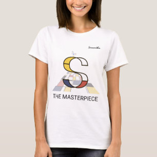 Modern Art Monogram And Cute Bird - Letter "S" T-Shirt