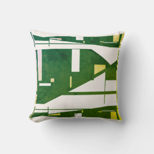 Modern Art Mosaic Design in Green Yellow Off-White Cushion