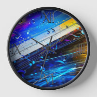 Modern art Music note Wall Clock 10-inch round