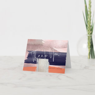 Modern Art, Navy Blue+Rose Gold Thank You