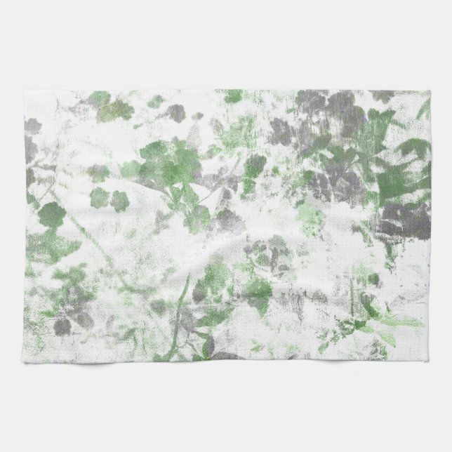 Modern art of flower pattern and wall texture mix tea towel (Horizontal)