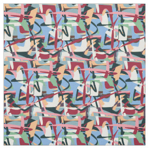 Modern Art Paint Streaks DeKooning Style Fabric