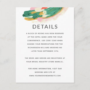 Modern Art Painted Abstract Wedding Info - Details Enclosure Card