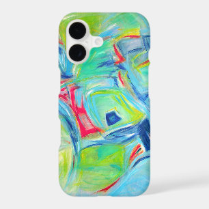 Modern Art Painting Expressive Green and Blue Colo