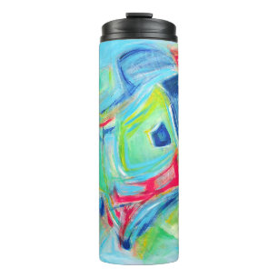 Modern Art Painting Expressive Green and Blue Thermal Tumbler