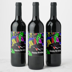 Modern art paintings ,Colour explosion Wine Label